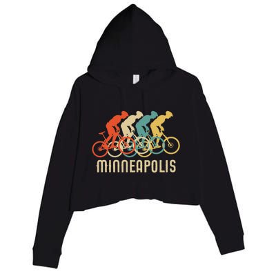 Retro Vintage Bike Minneapolis Minnesota Crop Fleece Hoodie