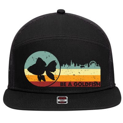 Retro Vintage Be A Goldfish 7 Panel Mesh Trucker Snapback Hat