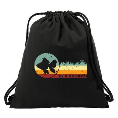Retro Vintage Be A Goldfish Drawstring Bag