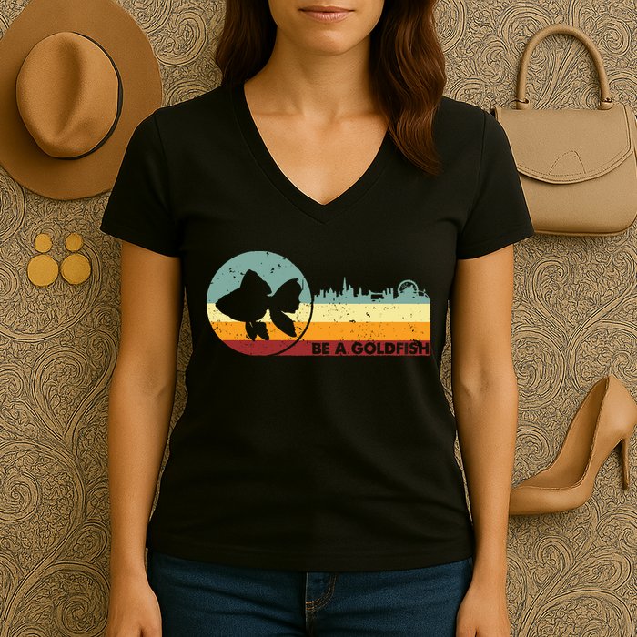 Retro Vintage Be A Goldfish Women's V-Neck T-Shirt