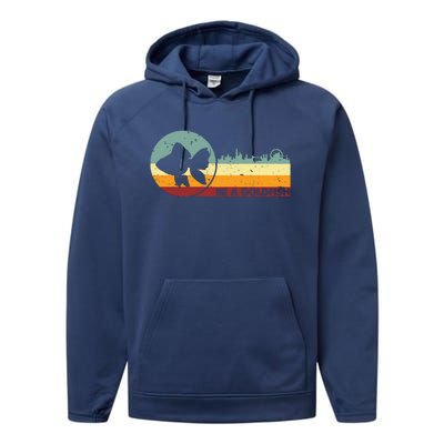 Retro Vintage Be A Goldfish Performance Fleece Hoodie