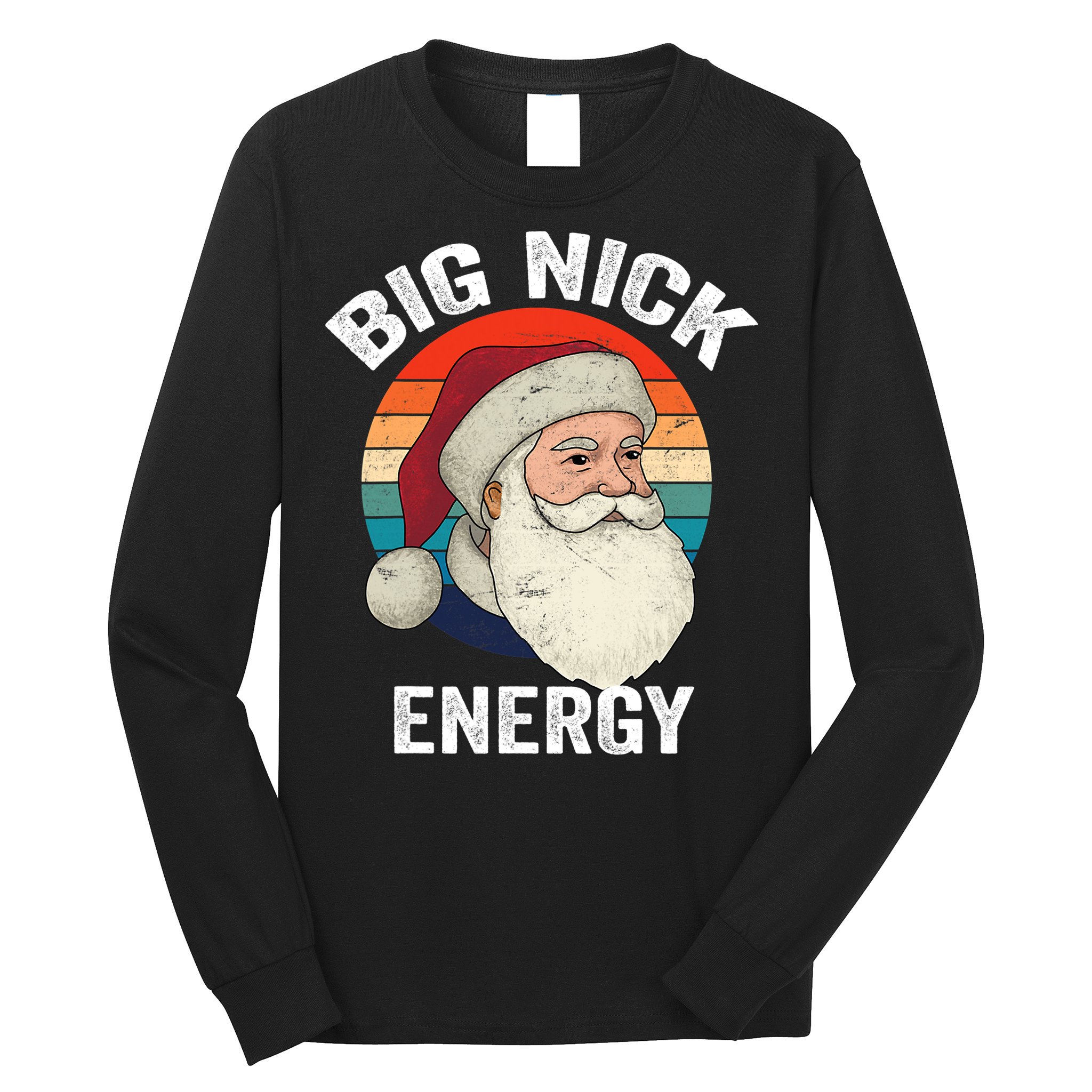 Retro Vintage Big Nick Energy Santa Long Sleeve Shirt