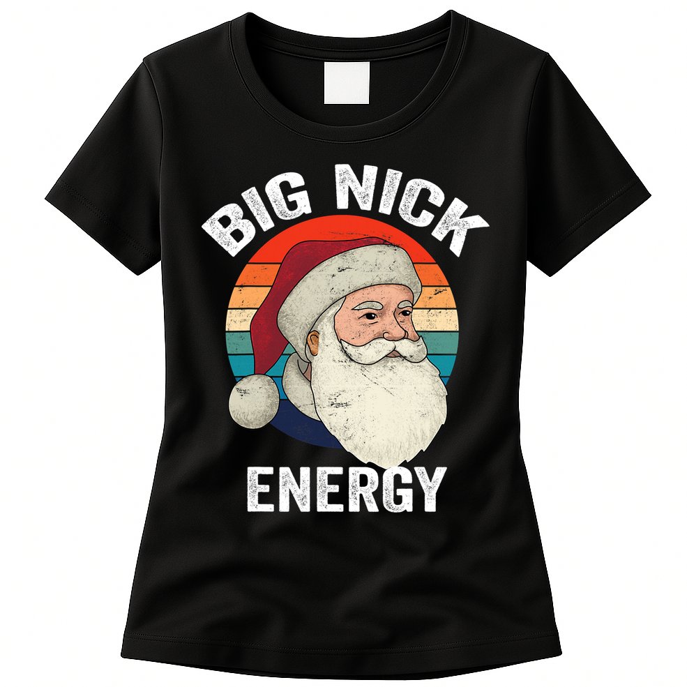 Retro Vintage Big Nick Energy Santa Womens T-Shirt