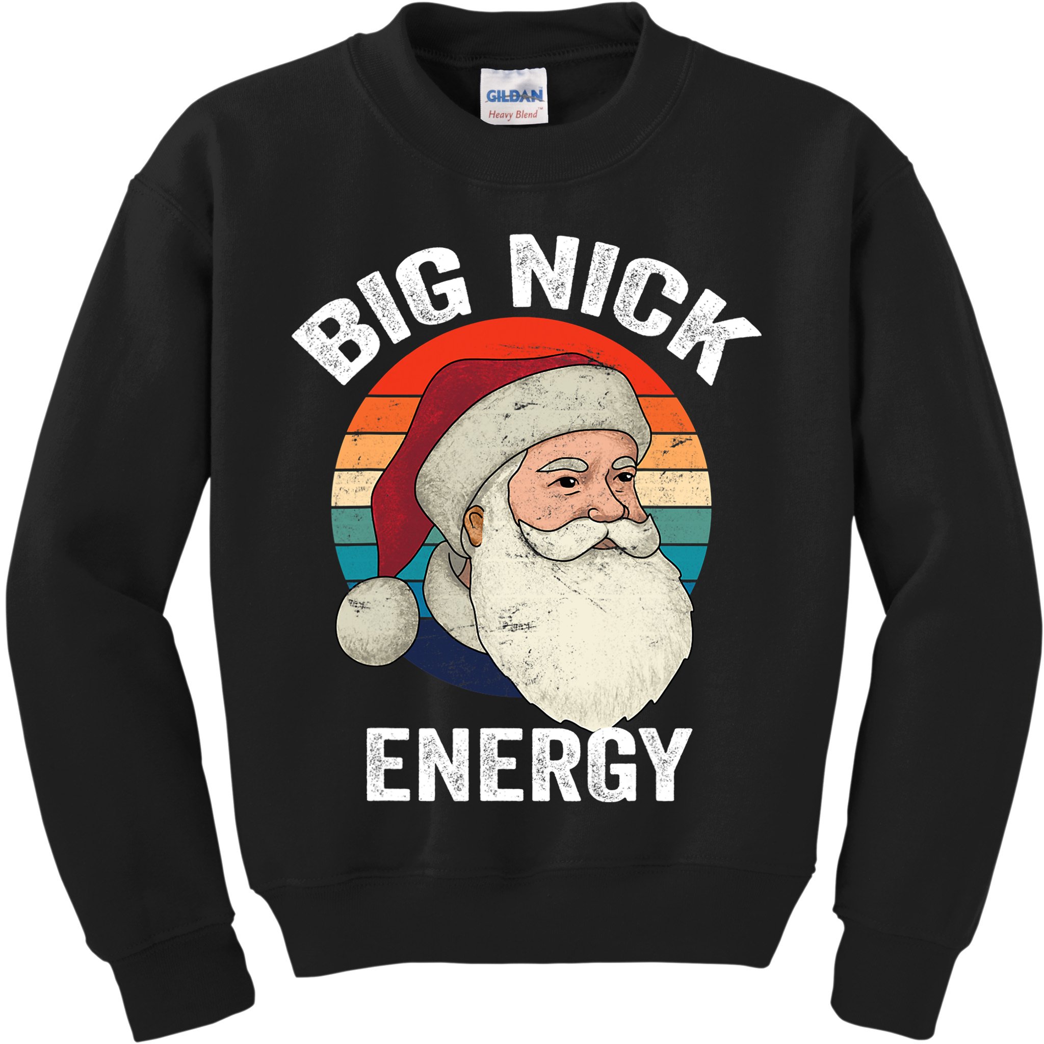 Retro Vintage Big Nick Energy Santa Kids Sweatshirt