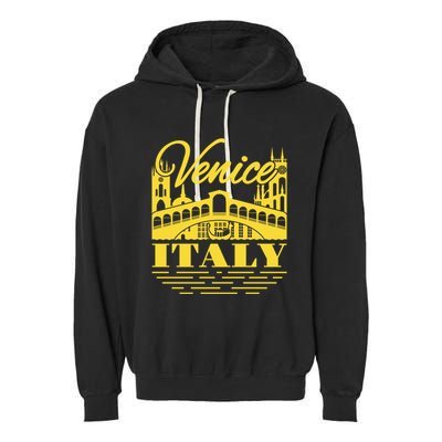 Retro Venice Bridge Italy Souvenir Garment-Dyed Fleece Hoodie
