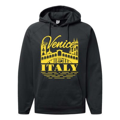 Retro Venice Bridge Italy Souvenir Performance Fleece Hoodie