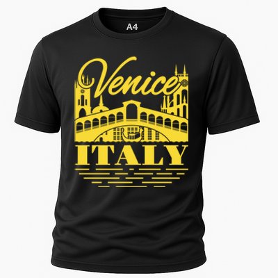 Retro Venice Bridge Italy Souvenir Cooling Performance Crew T-Shirt