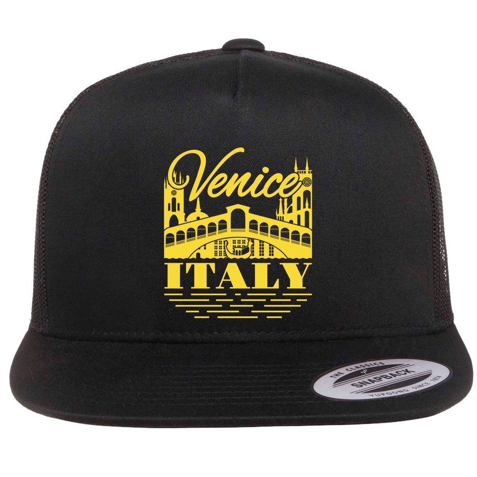 Retro Venice Bridge Italy Souvenir Flat Bill Trucker Hat