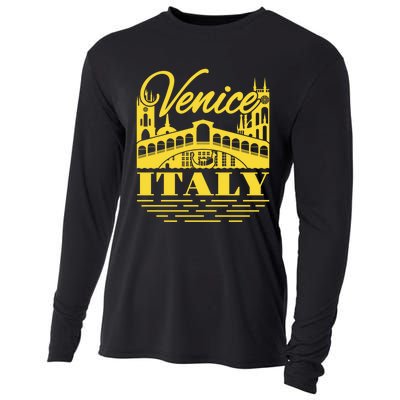 Retro Venice Bridge Italy Souvenir Cooling Performance Long Sleeve Crew