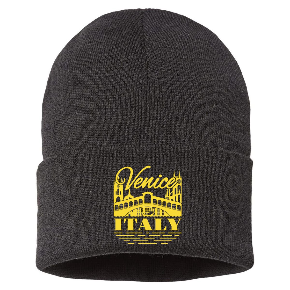 Retro Venice Bridge Italy Souvenir Sustainable Knit Beanie
