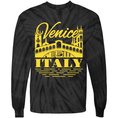 Retro Venice Bridge Italy Souvenir Tie-Dye Long Sleeve Shirt