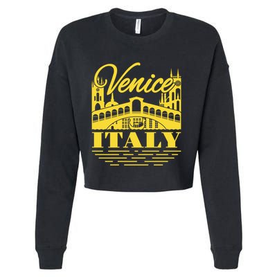 Retro Venice Bridge Italy Souvenir Cropped Pullover Crew
