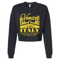 Retro Venice Bridge Italy Souvenir Cropped Pullover Crew