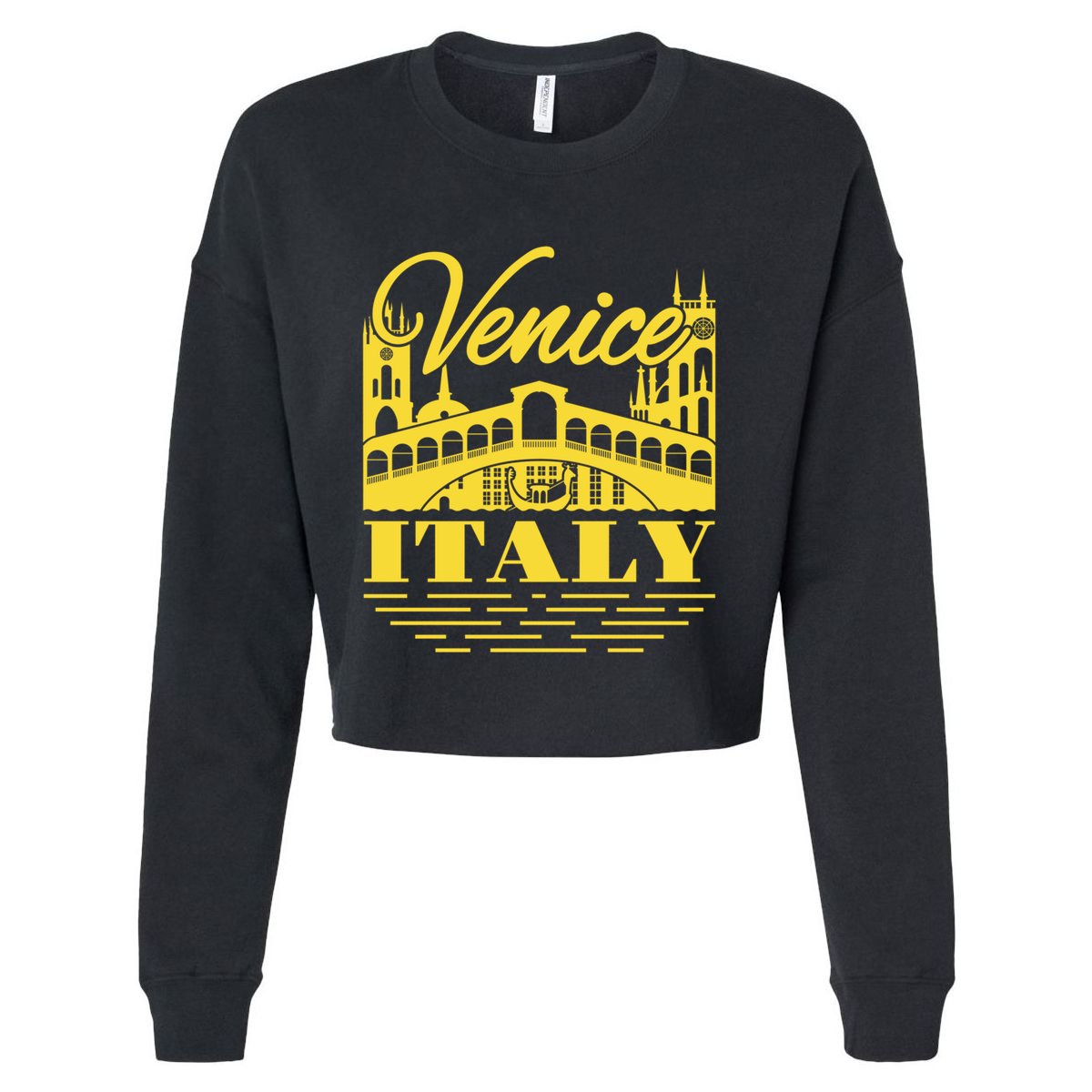 Retro Venice Bridge Italy Souvenir Cropped Pullover Crew