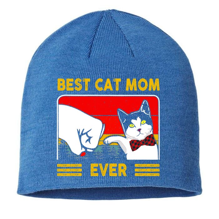 Retro Vintage Best Cat Mom Ever Happy Mother's Day Gift Sustainable Beanie