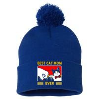 Retro Vintage Best Cat Mom Ever Happy Mother's Day Gift Pom Pom 12in Knit Beanie