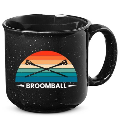 Retro Vintage Broomball Player Faceoff Ball Broom Hockey Cute Gift 15oz Campfire Ceramic Mug