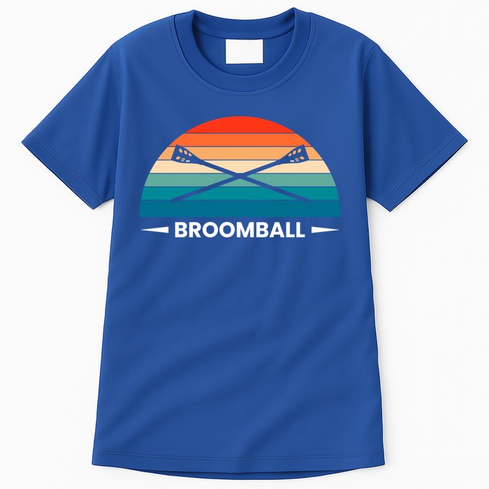 Retro Vintage Broomball Player Faceoff Ball Broom Hockey Cute Gift Tall T-Shirt