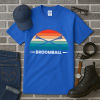 Retro Vintage Broomball Player Faceoff Ball Broom Hockey Cute Gift Tall T-Shirt