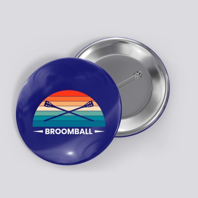 Retro Vintage Broomball Player Faceoff Ball Broom Hockey Cute Gift Button