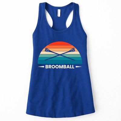 Retro Vintage Broomball Player Faceoff Ball Broom Hockey Cute Gift Womens Tank Top