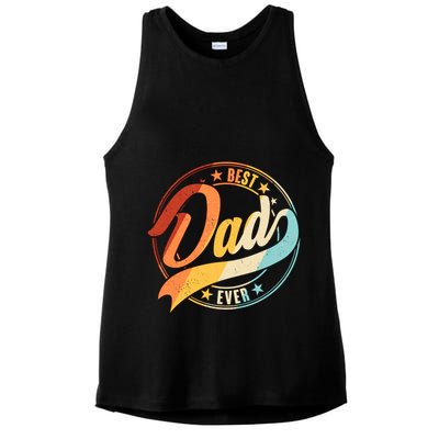 Retro VIntage Best Dad Ever Emblem Ladies PosiCharge Tri-Blend Wicking Tank