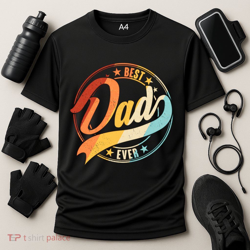 Retro VIntage Best Dad Ever Emblem Performance Shirt
