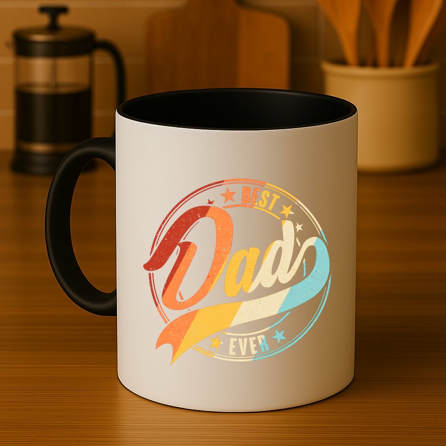 Retro VIntage Best Dad Ever Emblem Mug