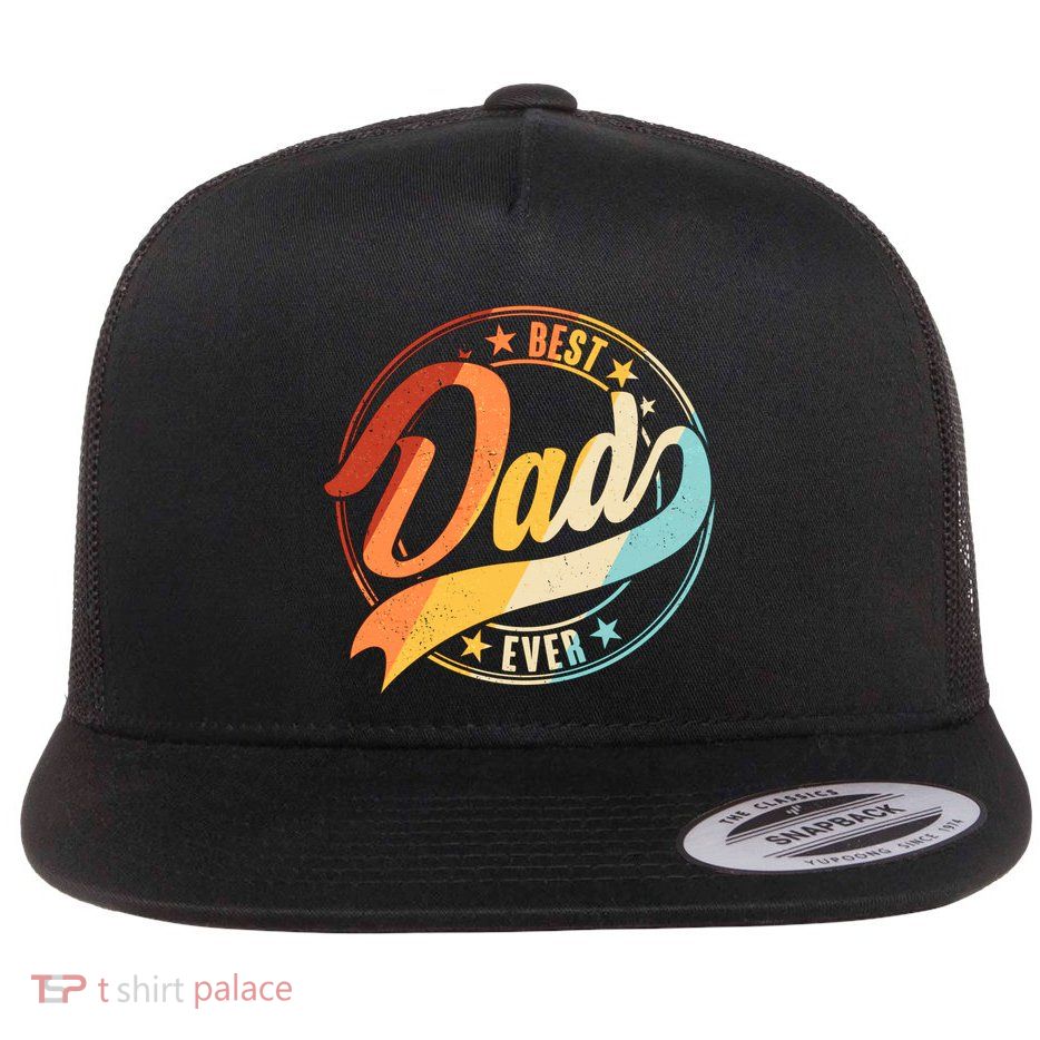 Retro VIntage Best Dad Ever Emblem Flatbill Hat