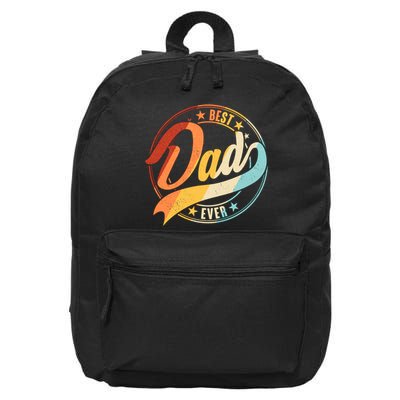 Retro VIntage Best Dad Ever Emblem 16 in Basic Backpack