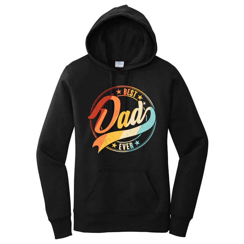 Retro VIntage Best Dad Ever Emblem Women's Pullover Hoodie