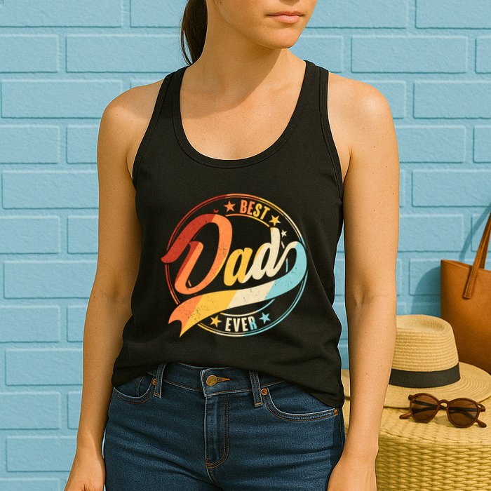 Retro VIntage Best Dad Ever Emblem Womens Tank Top