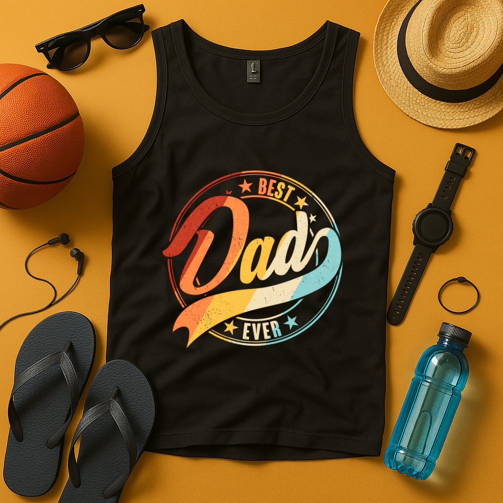 Retro VIntage Best Dad Ever Emblem Tank Top
