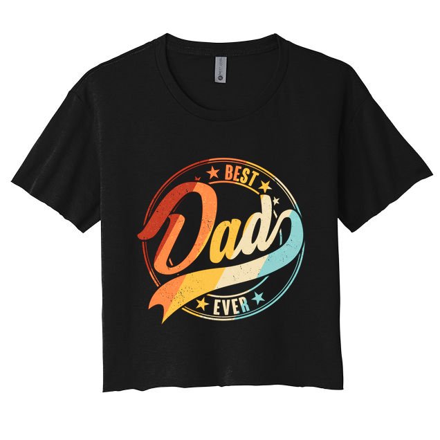 Retro VIntage Best Dad Ever Emblem Crop Top
