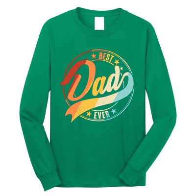 Retro VIntage Best Dad Ever Emblem Long Sleeve Shirt