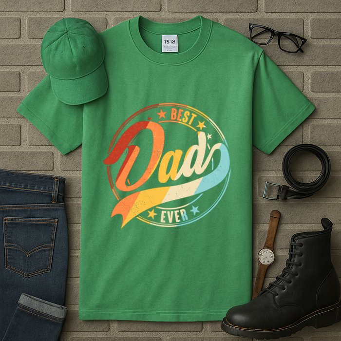 Retro VIntage Best Dad Ever Emblem Tall T-Shirt