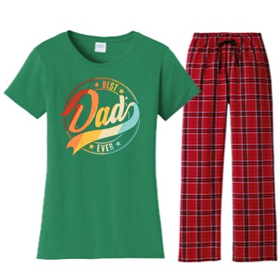 Retro VIntage Best Dad Ever Emblem Women's Flannel Pajama Set