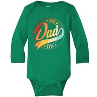 Retro VIntage Best Dad Ever Emblem Baby Long Sleeve Bodysuit