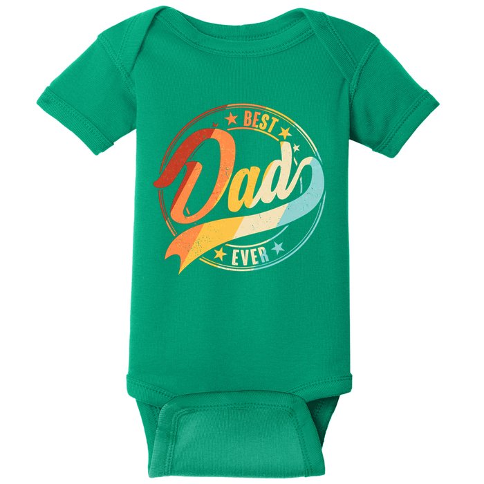 Retro VIntage Best Dad Ever Emblem Baby Bodysuit