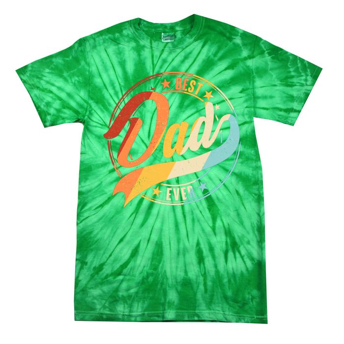 Retro VIntage Best Dad Ever Emblem Tie-Dye T-Shirt