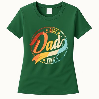 Retro VIntage Best Dad Ever Emblem Womens T-Shirt