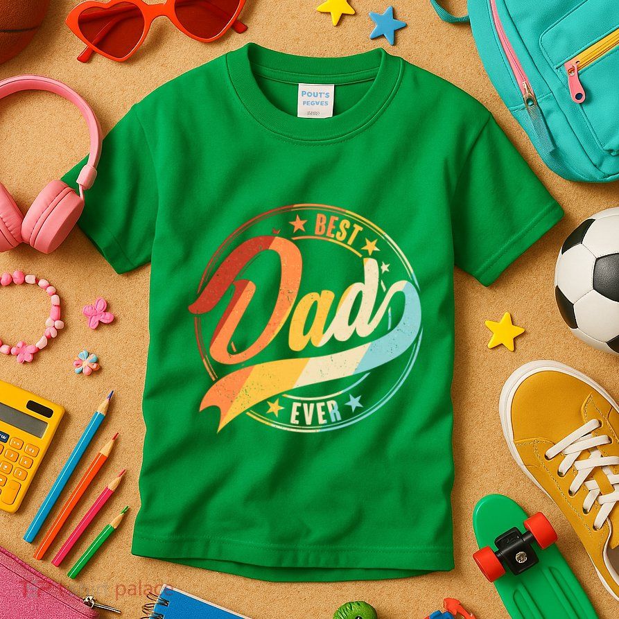 Retro VIntage Best Dad Ever Emblem Kids T-Shirt
