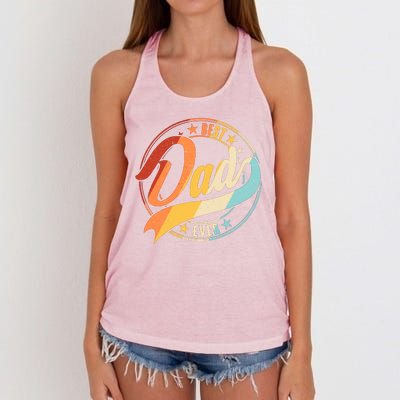 Retro VIntage Best Dad Ever Emblem Women's Knotted Racerback Tank