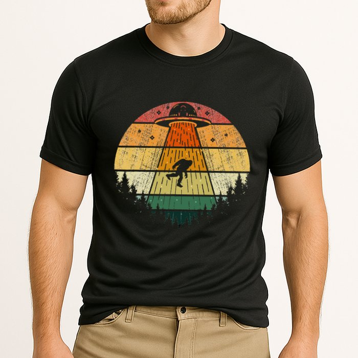 Retro Vintage Bigfoot Ufo Abduction Funny Sasquatch Aliens Performance Shirt