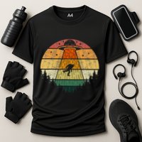 Retro Vintage Bigfoot Ufo Abduction Funny Sasquatch Aliens Performance Shirt