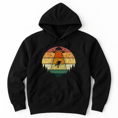 Retro Vintage Bigfoot Ufo Abduction Funny Sasquatch Aliens Hoodie