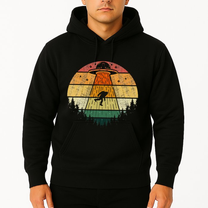Retro Vintage Bigfoot Ufo Abduction Funny Sasquatch Aliens Hoodie
