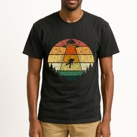 Retro Vintage Bigfoot Ufo Abduction Funny Sasquatch Aliens Tall T-Shirt