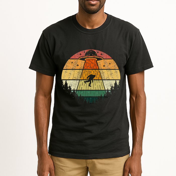 Retro Vintage Bigfoot Ufo Abduction Funny Sasquatch Aliens Tall T-Shirt