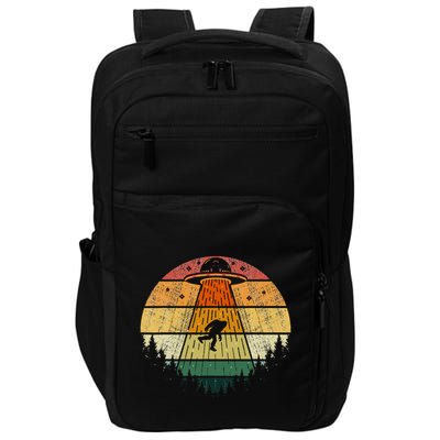 Retro Vintage Bigfoot Ufo Abduction Funny Sasquatch Aliens Impact Tech Backpack